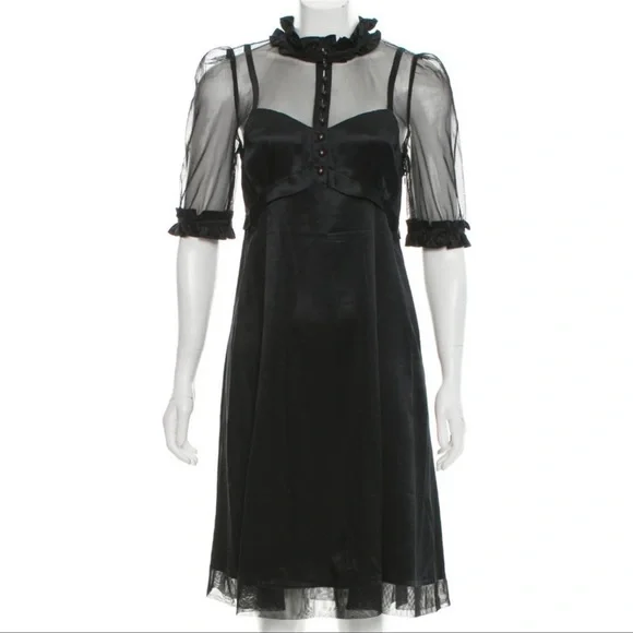 Marc Jacobs 100% Silk 1930s Victorian Style A-Line Dress - Picture 2 of 8